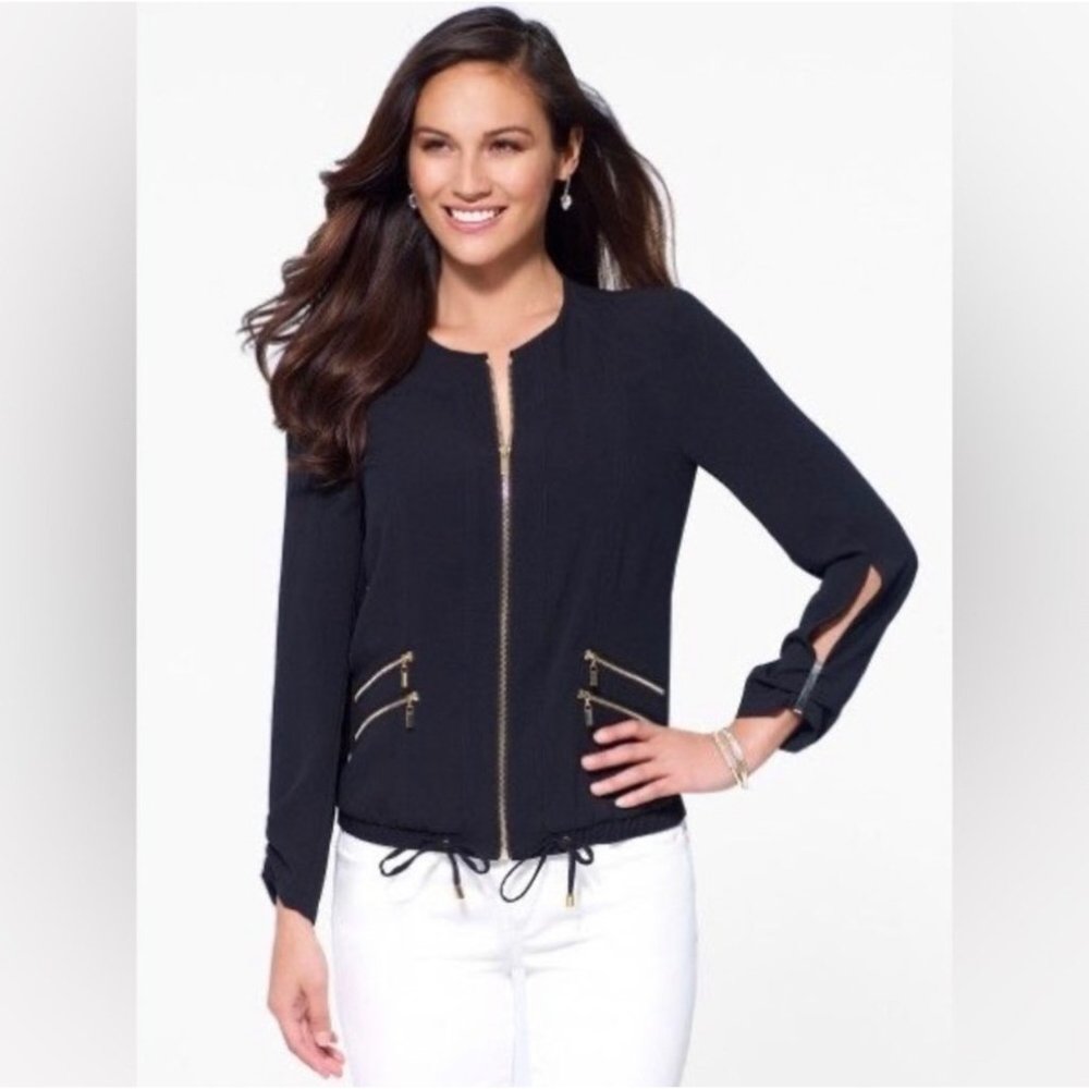 Caché Zip Blouse Size 0